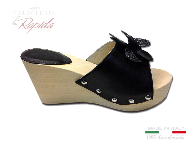 ► Zeppe Donna 2022 Estive Eleganti Nere con Fiore 100% Made in Italy