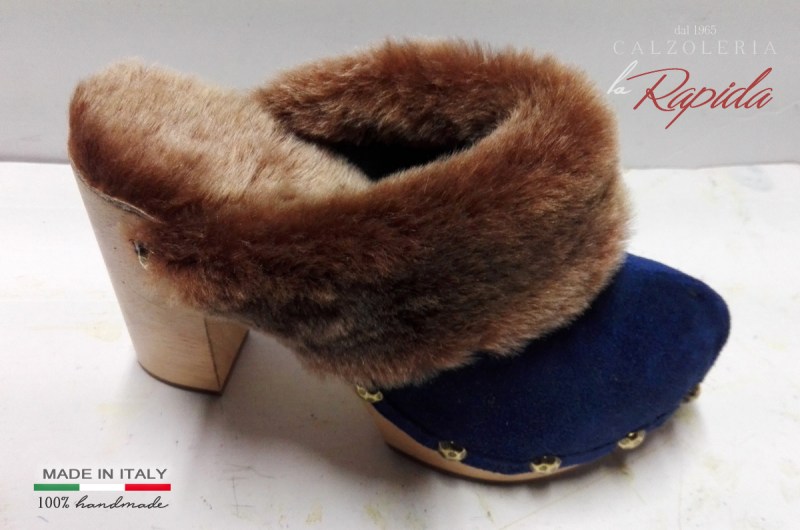 ► Zoccoli invernali con pelliccia marrone | Tacco 10 cm | LA RAPIDA