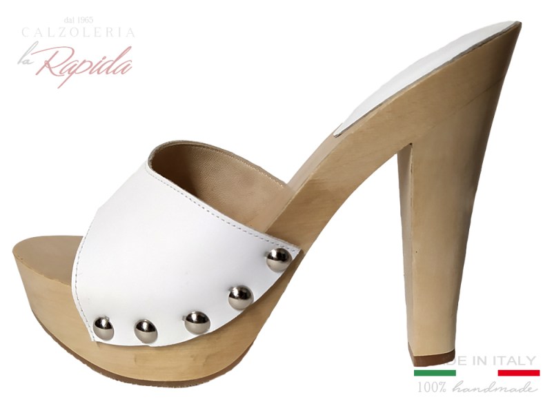 High heels clogs shoes White Leather Summer | La Rapida 1965
