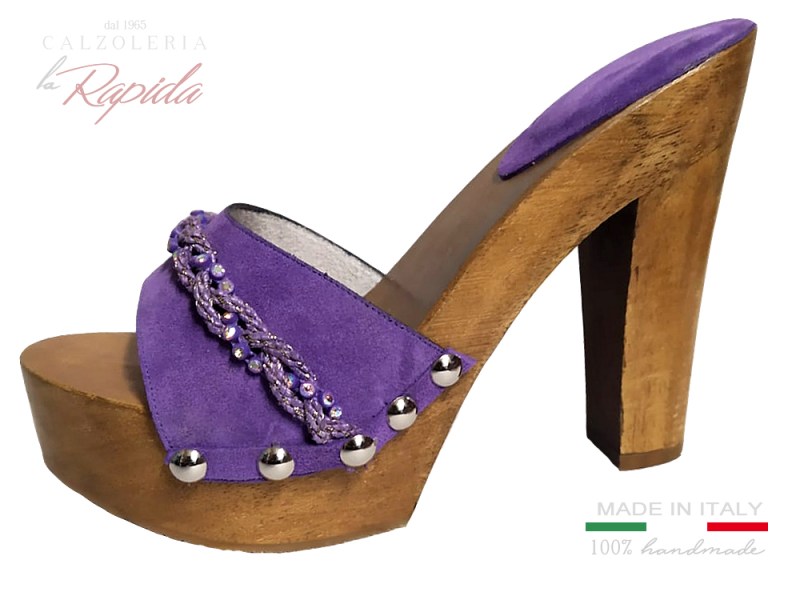 Mules Clogs Woman Summer 2022 Purple Leather | La Rapida